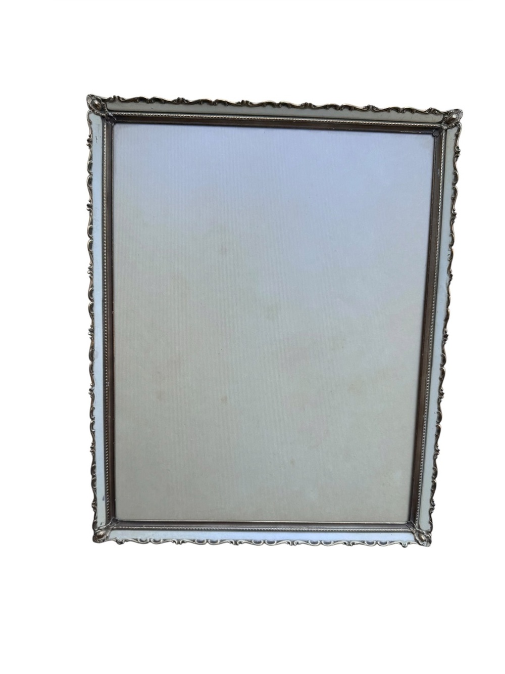 Vintage Ornate Metal 11 x 14 Frame Silver Tone White Photo Picture Frame